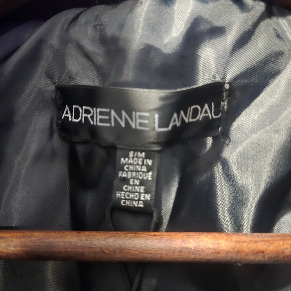 Adrienne Landau Black Faux Fur Poncho Cape Asymmetrical Zipper Collar Size S M - Picture 3 of 6